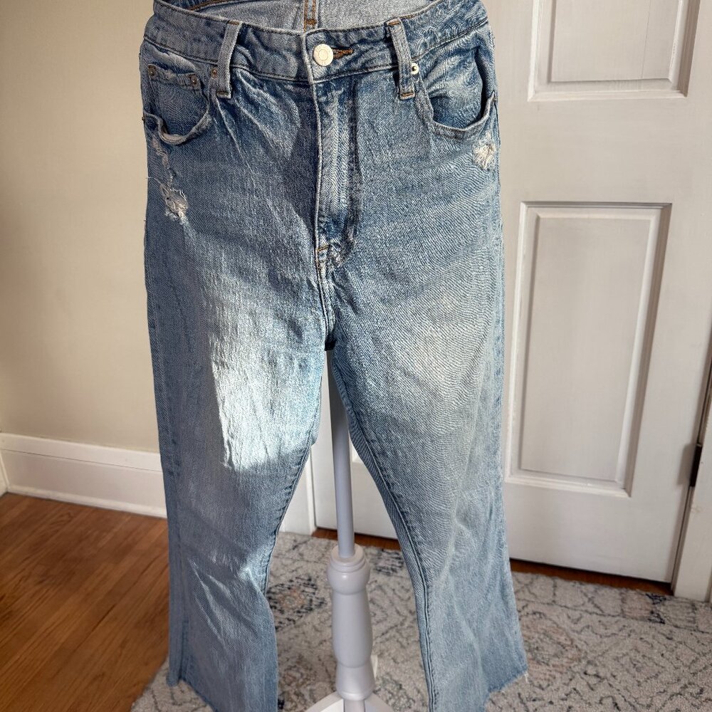 pistola | presley high rise straight leg distressed raw hem crop | size 29